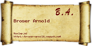Broser Arnold névjegykártya